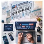 Infografik zur Bedeutung von Responsive Webdesign im Jahr 2024, zeigt die Anpassungsfähigkeit auf verschiedenen Geräten, die steigende Nutzung mobiler Geräte, Vorteile von Responsive Webdesign und bewährte Praktiken.