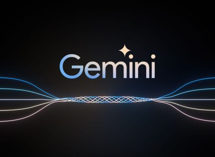 Google Gemini Logo mit stilisierten Lichtwellen